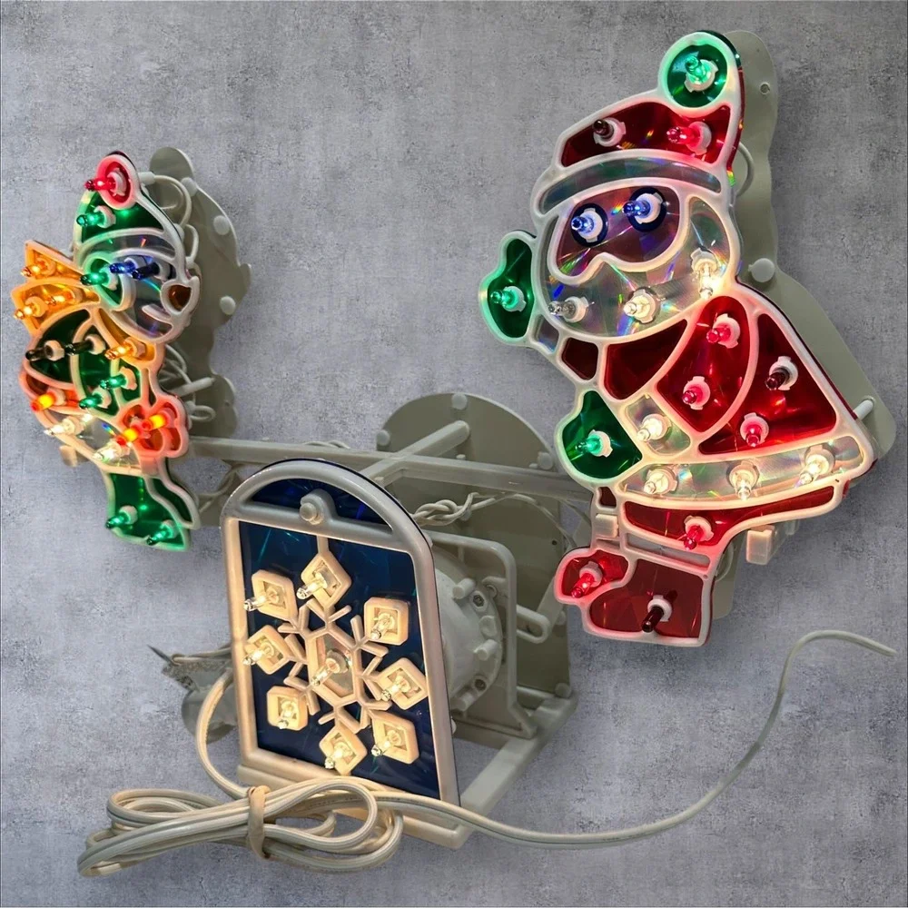 Vintage Christmas Light-Up‎ Santa & Snowman Seesaw- It Teeter-Totters!